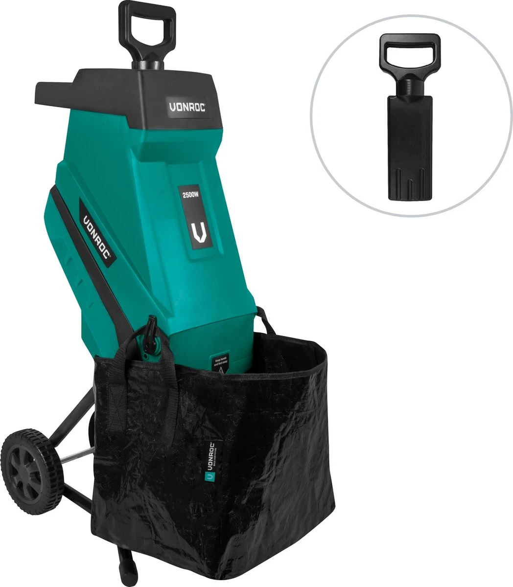 VONROC Hakselaar/Shredder 2500W – Voor Takken Tot Ø45mm – Incl. 45L Opvangzak & Duwstok 4 VONROC Hakselaar/Shredder 2500W – Voor Takken Tot Ø45mm – Incl. 45L Opvangzak & Duwstok - Afbeelding 2