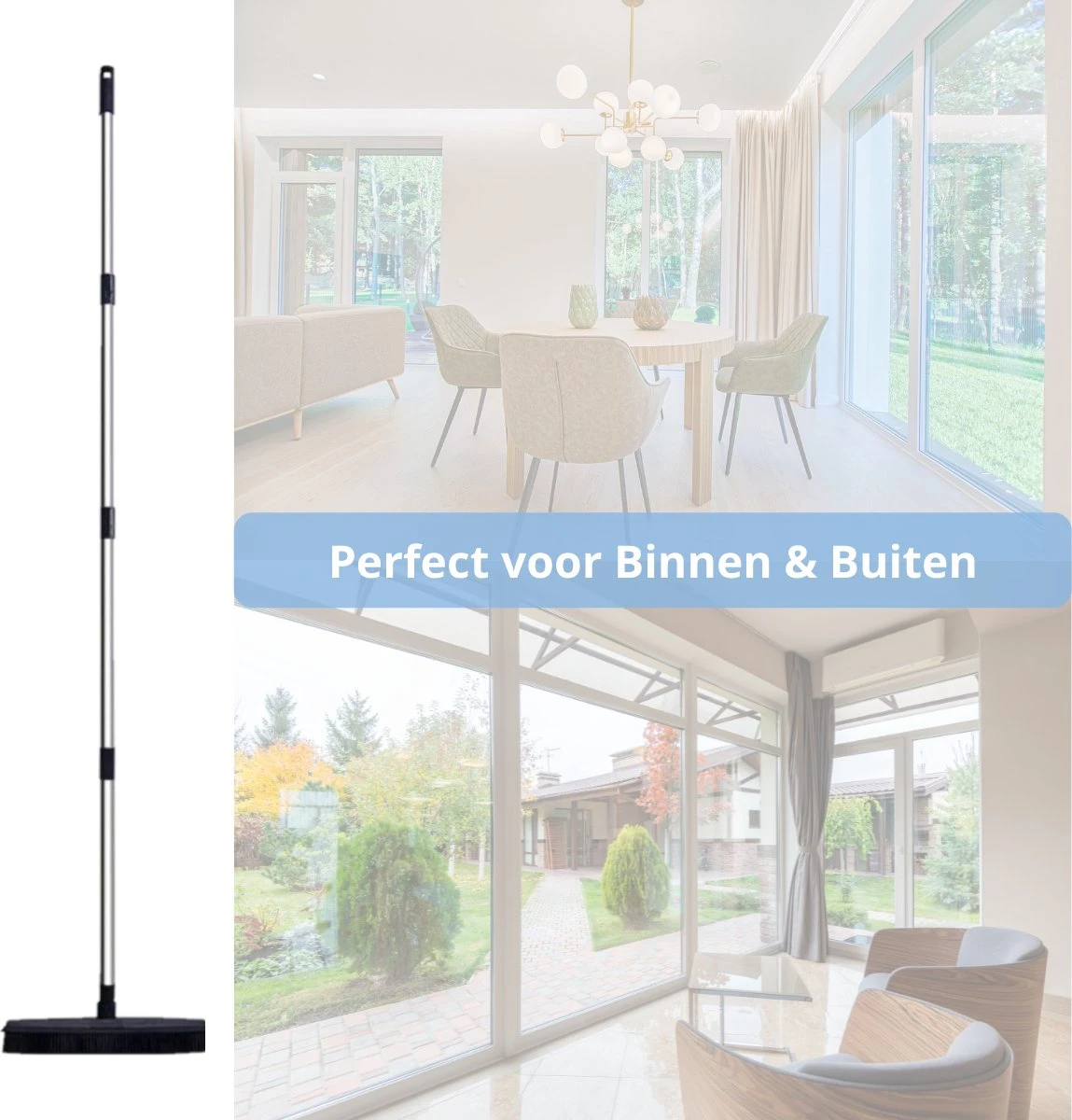 2 In 1 Rubberen Bezem – Bezem Binnen & Buiten – Vloerwisser Met Steel - Met Huisdierhaar Verwijderaar - Vloertrekker – Veger - Extra Lang 160cm 4 2 In 1 Rubberen Bezem – Bezem Binnen & Buiten – Vloerwisser Met Steel - Met Huisdierhaar Verwijderaar - Vloertrekker – Veger - Extra Lang 160cm - Afbeelding 2