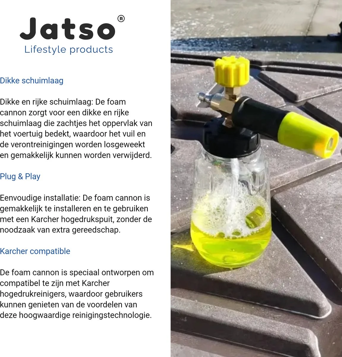 Jatso® Foam Cannon - Snow Foam - Foam Gun - Schuimlans - Foam Gun Auto - Foam Lance - Schuimsproeier - Snow Foam Cannon - Past Op Karcher K1 T/m K7 - Messing - Afneembaar Pistool 5 Jatso® Foam Cannon - Snow Foam - Foam Gun - Schuimlans - Foam Gun Auto - Foam Lance - Schuimsproeier - Snow Foam Cannon - Past Op Karcher K1 T/m K7 - Messing - Afneembaar Pistool - Afbeelding 3