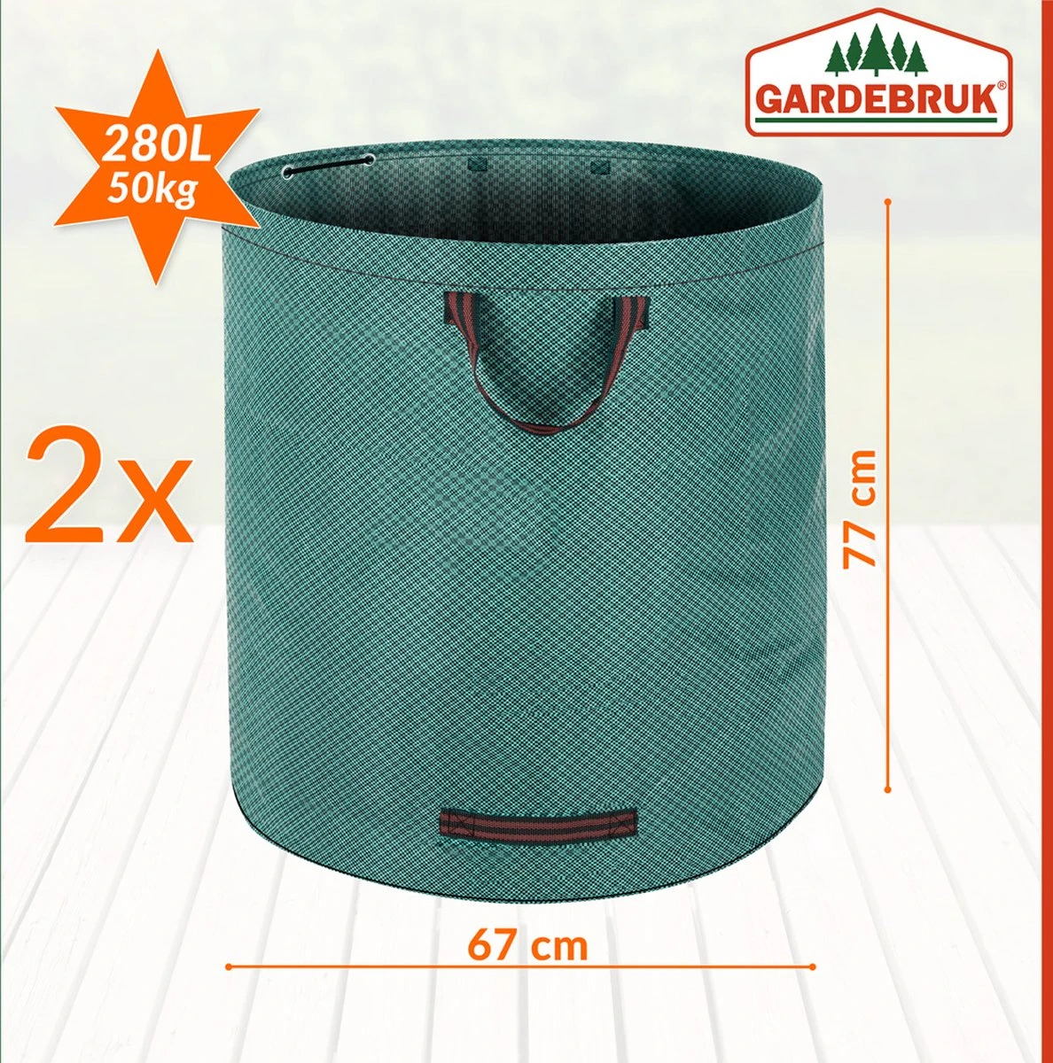 Gardebruk Tuinafvalzak - 2 Stuks 280L – 77x67cm/Opvouwbaar - Groen 4 Gardebruk Tuinafvalzak - 2 Stuks 280L – 77x67cm/Opvouwbaar - Groen - Afbeelding 2