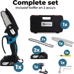 NovarGarden® Mini Kettingzaag NG1 - Met 2x Accu - Takkenzaag - Snoeizaag - Electrisch - Handzaag - Boomzaag - 21V -Tuingereedschap Winkel 1193x1200 3