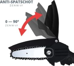 Zenway - Mini Kettingzaag - Snoeizaag - Kettingzaag - Kettingzaag Elektrisch Met 1 Accu- Inclusief Koffer - 1 Extra Accu - Zwart -Tuingereedschap Winkel 1200x1064 1