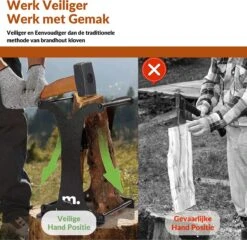 Miseru Houtklover – Zonder Bijl – No Axe – HANDMADE In Holland Houtsplijter – Houtkliever – Houtklover Voor Aanmaakhout – Ook Voor Stammen - Metaal -Tuingereedschap Winkel 1200x1168 5