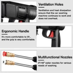 Merkloos Drillpro Elektrische Accu - Hogedrukreiniger - 30Bar - Multifunctioneel Mondstuk - Draagbaar Oplaadbaar Snoerloos - Zwart -Tuingereedschap Winkel 1200x1191 2