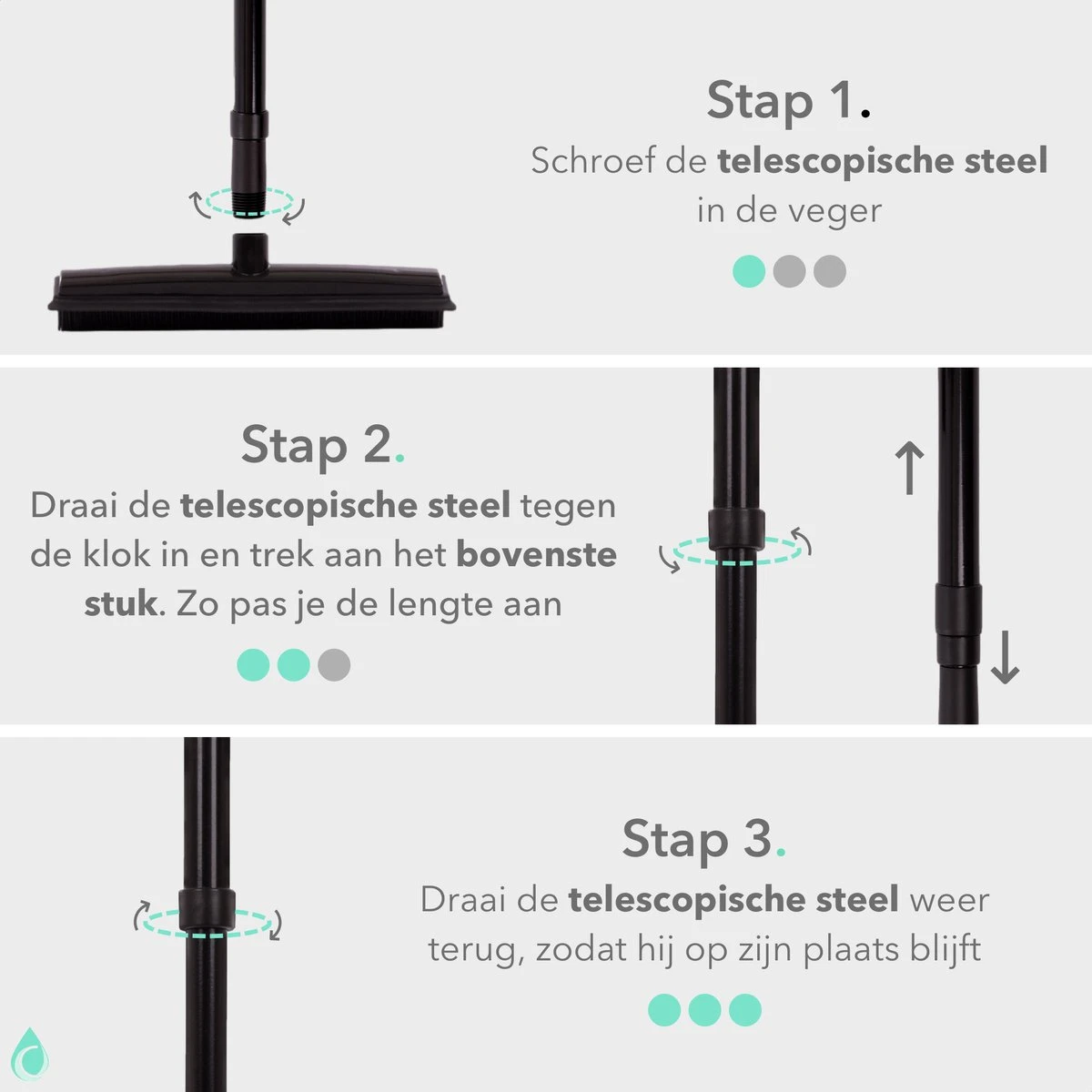 CLEANLY® Rubberen Bezem Met Vloerwisser - Kappersbezem - Zachte Bezem Binnen & Buiten - Vloertrekker Met Steel - 68-150 Cm 4 CLEANLY® Rubberen Bezem Met Vloerwisser - Kappersbezem - Zachte Bezem Binnen & Buiten - Vloertrekker Met Steel - 68-150 Cm - Afbeelding 3
