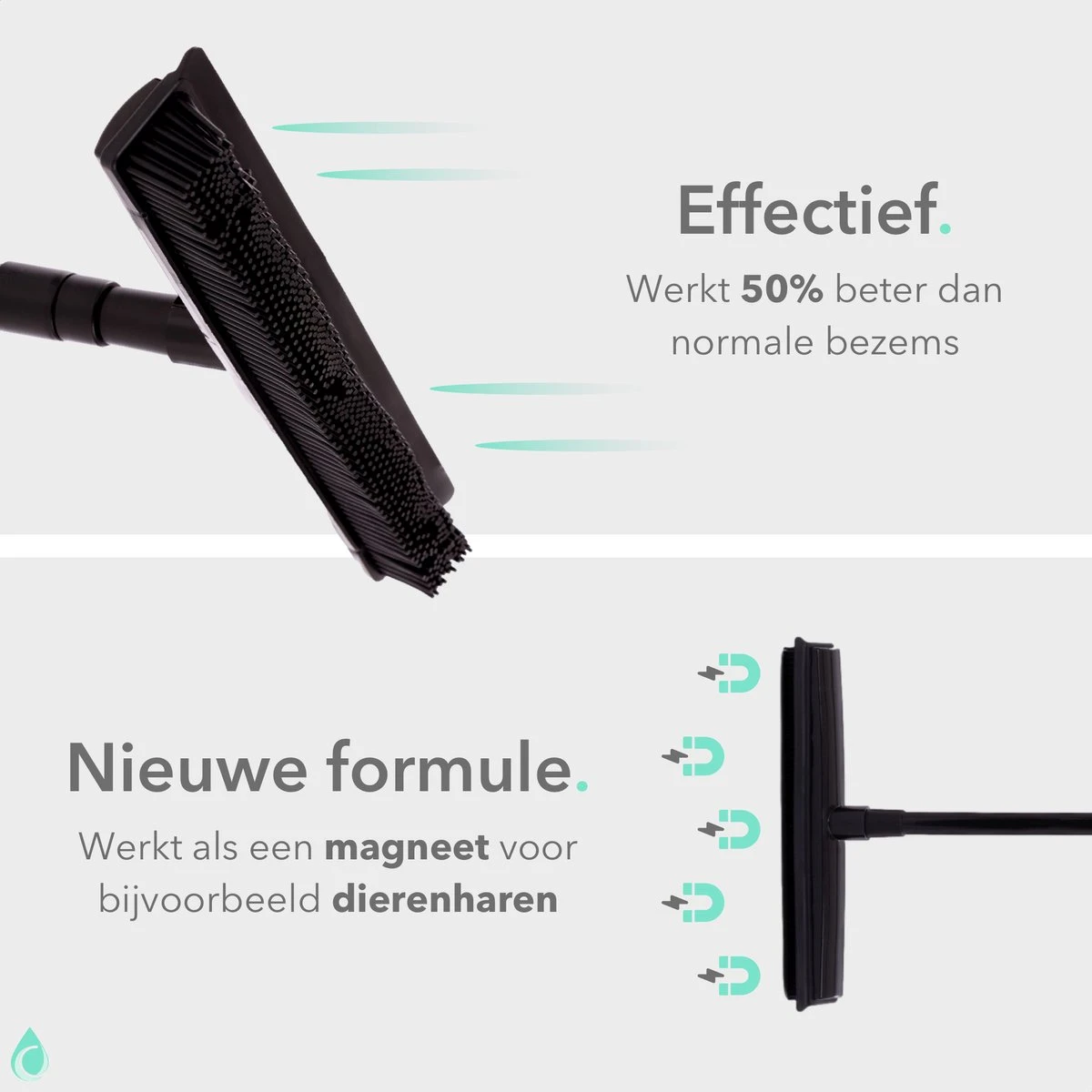 CLEANLY® Rubberen Bezem Met Vloerwisser - Kappersbezem - Zachte Bezem Binnen & Buiten - Vloertrekker Met Steel - 68-150 Cm 6 CLEANLY® Rubberen Bezem Met Vloerwisser - Kappersbezem - Zachte Bezem Binnen & Buiten - Vloertrekker Met Steel - 68-150 Cm - Afbeelding 5