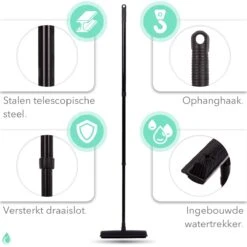 CLEANLY® Rubberen Bezem Met Vloerwisser - Kappersbezem - Zachte Bezem Binnen & Buiten - Vloertrekker Met Steel - 68-150 Cm 20 CLEANLY® Rubberen Bezem Met Vloerwisser - Kappersbezem - Zachte Bezem Binnen & Buiten - Vloertrekker Met Steel - 68-150 Cm -Tuingereedschap Winkel 1200x1200 413