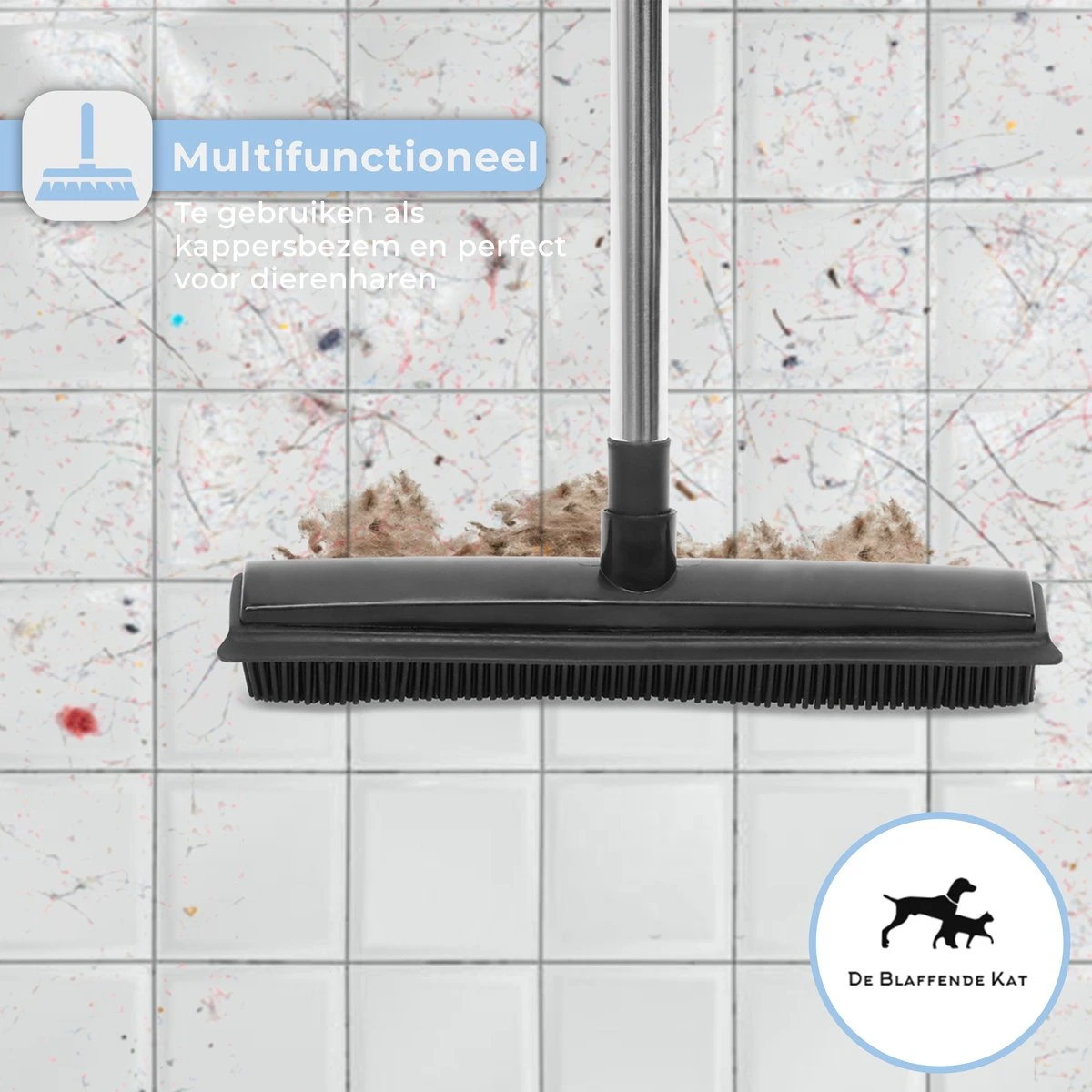 2 In 1 Rubberen Bezem – Bezem Binnen & Buiten – Vloerwisser Met Steel - Met Huisdierhaar Verwijderaar - Vloertrekker – Veger - Extra Lang 160cm 10 2 In 1 Rubberen Bezem – Bezem Binnen & Buiten – Vloerwisser Met Steel - Met Huisdierhaar Verwijderaar - Vloertrekker – Veger - Extra Lang 160cm - Afbeelding 8