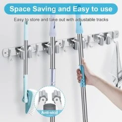 BOTC Bezemhouder - 5 Houders 6 Haken Bezem Ophangsysteem - Zeflklevend - Opbergsysteem - Ophanghaken - Tuingereedschap - Gereedschap Opbergen -Tuingereedschap Winkel 1200x1200 496