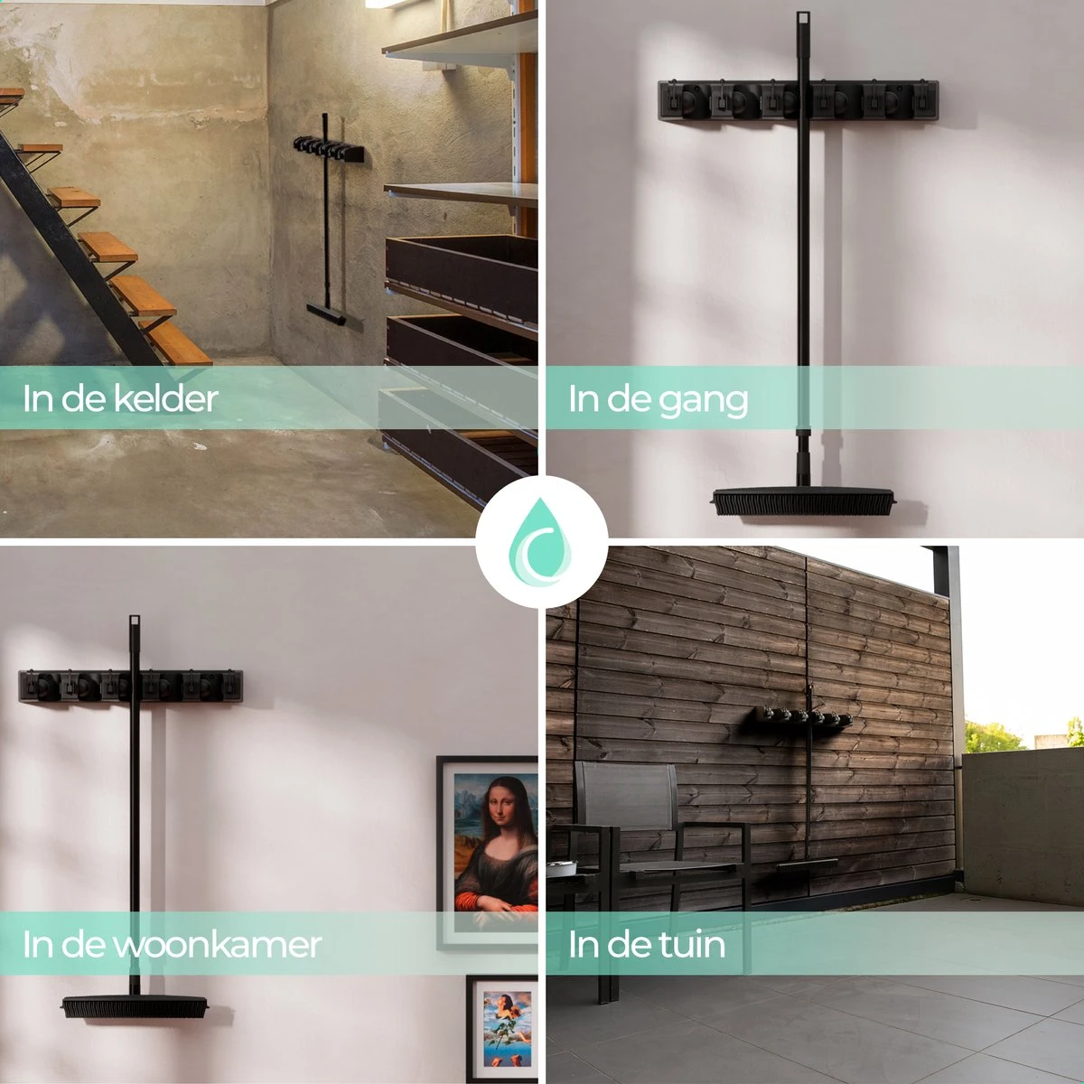 CLEANLY® Bezemhouder - Ophangsysteem Voor Tuingereedschap - Bezem Ophangsysteem - Gereedschapshouder Met Ophanghaken - ABS 9 CLEANLY® Bezemhouder - Ophangsysteem Voor Tuingereedschap - Bezem Ophangsysteem - Gereedschapshouder Met Ophanghaken - ABS - Afbeelding 7