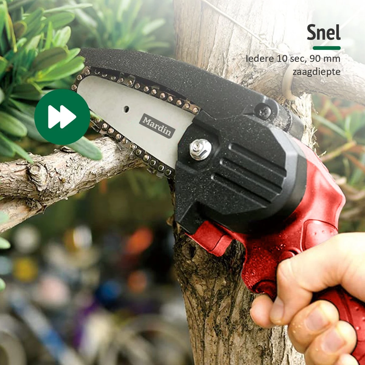 Mardin Mini Kettingzaag - Snoeizaag - Kettingzaag - Kettingzaag Electrisch Met 2 Accu - Inclusief Koffer - 1 Extra Accu - Rood 4 Mardin Mini Kettingzaag - Snoeizaag - Kettingzaag - Kettingzaag Electrisch Met 2 Accu - Inclusief Koffer - 1 Extra Accu - Rood - Afbeelding 2