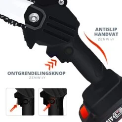 Zenway - Mini Kettingzaag - Snoeizaag - Kettingzaag - Kettingzaag Elektrisch Met 1 Accu- Inclusief Koffer - 1 Extra Accu - Zwart -Tuingereedschap Winkel 1200x1200 581