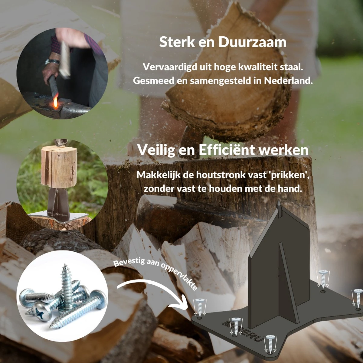 Miseru Houtklover – Geen Bijl Nodig – No Axe - Houtsplijter – Houtkliever – HANDMADE In Holland - Houtklover Voor Aanmaakhout – Metaal 6 Miseru Houtklover – Geen Bijl Nodig – No Axe - Houtsplijter – Houtkliever – HANDMADE In Holland - Houtklover Voor Aanmaakhout – Metaal - Afbeelding 4