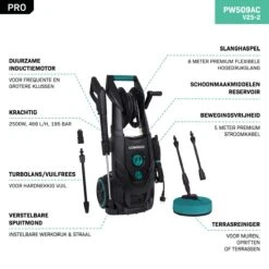 VONROC PRO Hogedrukreiniger V25-2 – 2500W – 195 Bar – 468 L/h – Duurzame Inductiemotor – Incl. 8m Slang, Slanghaspel, Terrasreiniger, Reinigingstank En Meer 17 VONROC PRO Hogedrukreiniger V25-2 – 2500W – 195 Bar – 468 L/h – Duurzame Inductiemotor – Incl. 8m Slang, Slanghaspel, Terrasreiniger, Reinigingstank En Meer -Tuingereedschap Winkel 1200x1200 850