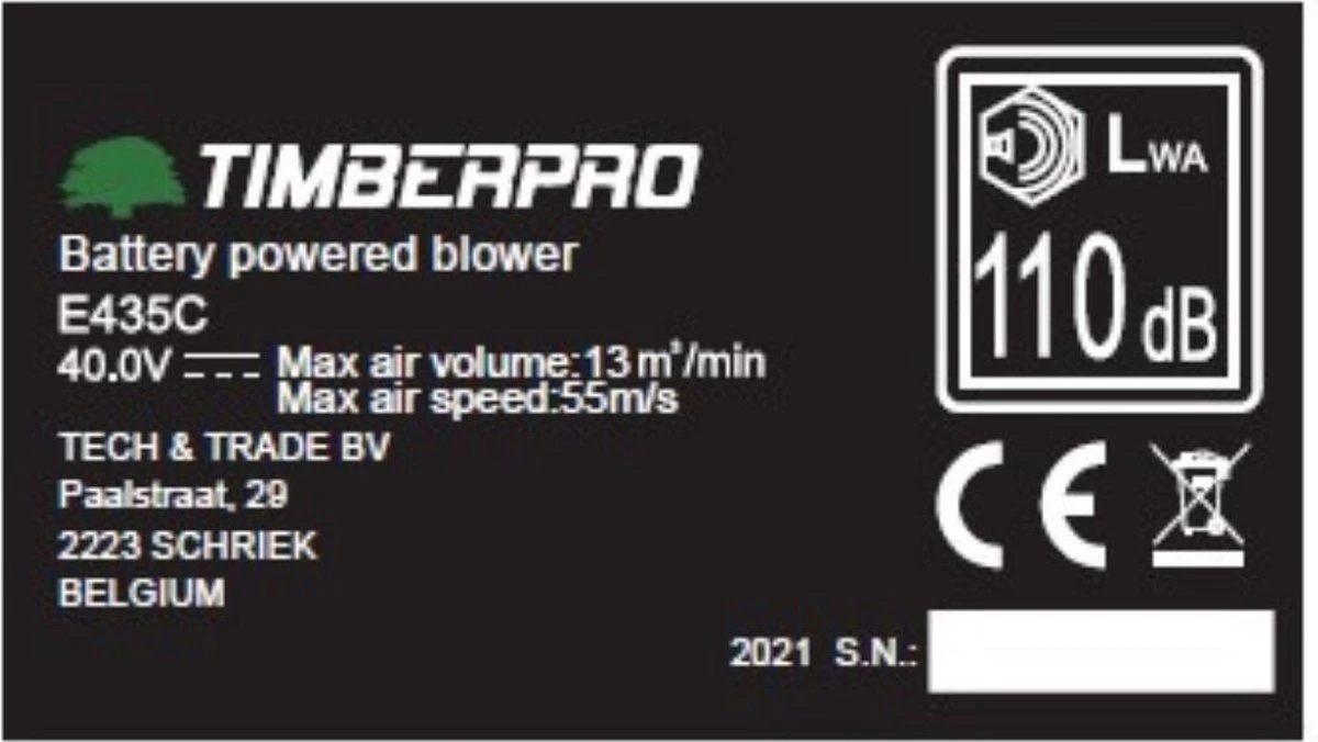 TIMBERPRO - Bladblazer Elektrisch 40V, ZEER Krachtig (incl. 4A Batterij En Incl. Lader) 7 TIMBERPRO - Bladblazer Elektrisch 40V, ZEER Krachtig (incl. 4A Batterij En Incl. Lader) - Afbeelding 5