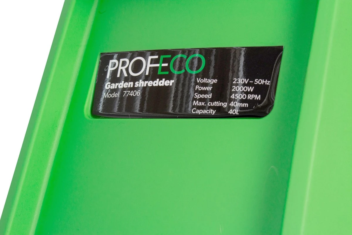 Profeco Stille Hakselaar 2000W - Tuinhakselaar - Versnipperaar Voor 45mm Takdikte - Incl. 50 Liter Opvangzak En Veilige Duwstok 12 Profeco Stille Hakselaar 2000W - Tuinhakselaar - Versnipperaar Voor 45mm Takdikte - Incl. 50 Liter Opvangzak En Veilige Duwstok - Afbeelding 10
