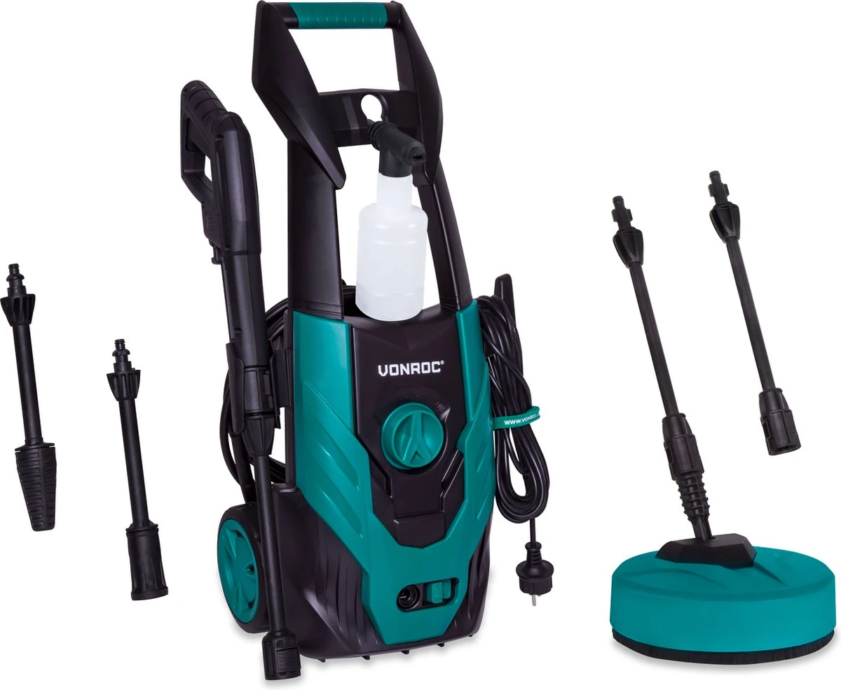 VONROC Hogedrukreiniger V14-2 - 1400W – 110 Bar – 390 L/h – Incl. 5m Slang, Reinigingsmiddelen Flesje, Terrasreiniger En Meer 3 VONROC Hogedrukreiniger V14-2 - 1400W – 110 Bar – 390 L/h – Incl. 5m Slang, Reinigingsmiddelen Flesje, Terrasreiniger En Meer